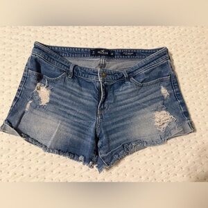 Hollister Lowrise Midi Women's Blue Denim Shorts Vintage Stretch